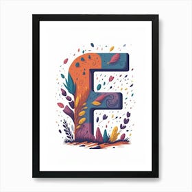 Colorful Letter F Illustration 80 Art Print