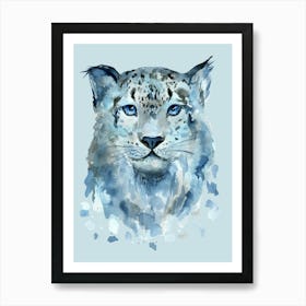 Snow Leopard Watercolor Painting Art Print