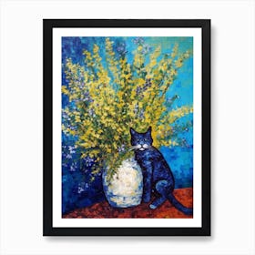 Still Life Of Statice With A Cat 4 Art Print