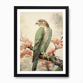 Ohara Koson Inspired Bird Painting Red Tailed Hawk 1 Art Print