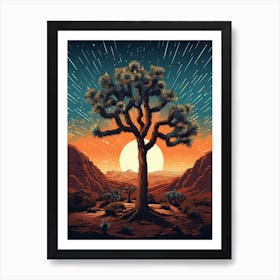  Retro Illustration Of A Joshua Tree With Starry Sky 4 Art Print