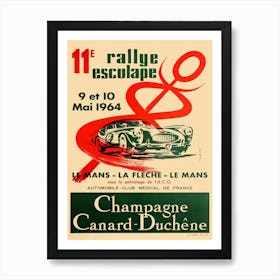 Sports Car Racing Poster for the 11th Rally Esculape Le Mans La Fleche 1964 Poster