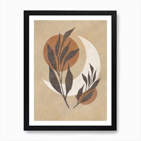 Moon And Leaves Art Print