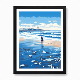 A Screen Print Of Cromer Beach Norfolk 2 Art Print