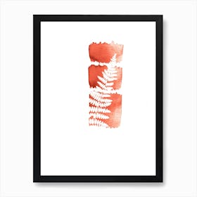 Orange Fall Fern Leaf Art Print