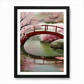 Cherry Blossom Bridge Art Print