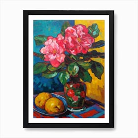 Camelia With A Cat 4 Fauvist Style Painting Art Print