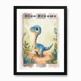 Cute Cartoon Dinosaur Watercolour 1 Poster Art Print