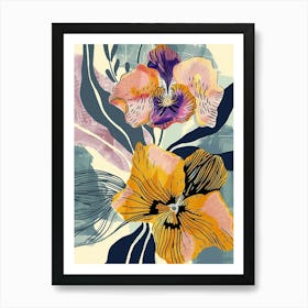 Colourful Flower Illustration Wild Pansy 4 Art Print