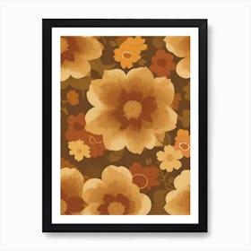 Nostalgic Retro Floral Art Print with Stylish Stylized Patterns in Warm Earthy Colors Series - 3 Art Print