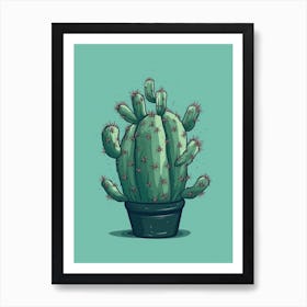 Fishhook Cactus Illustration 3 Art Print