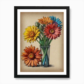 Gerberas In Vase Art Print