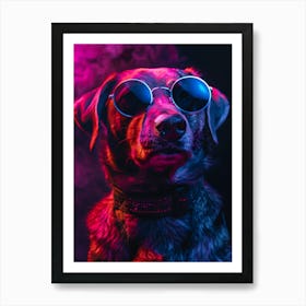 Beautiful Dog Under Neon Lights 17 Art Print