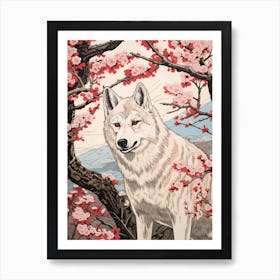 Arctic Wolf Vintage Japanese 1 Art Print