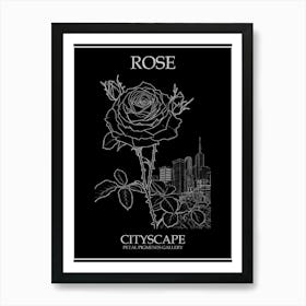 Rose Cityscape Line Drawing 3 Poster Inverted Art Print