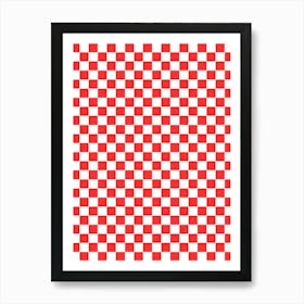 Red And White Checkered Pattern Art Print