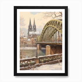 Vintage Winter Illustration Cologne Germany 1 Art Print