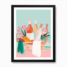 Basket Of Wine Art Print