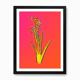 Neon Antholyza Aethiopica Botanical in Hot Pink and Electric Blue n.0565 Art Print