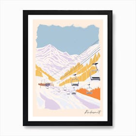 Poster Of Andermatt   Switzerland, Ski Resort Pastel Colours Illustration 1 Art Print