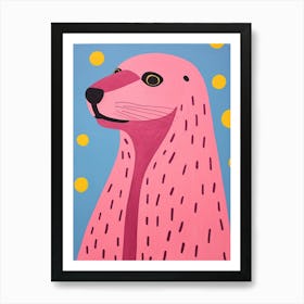 Pink Polka Dot Sea Lion 2 Art Print