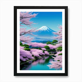 Cherry Blossoms In Japan Cherry Blossoms Mount Fuji Japan 2 Art Print