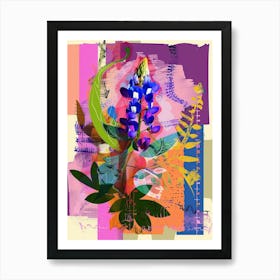 Bluebonnet 2 Neon Flower Collage Art Print