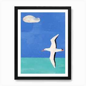 Albatross & Cloud |Summer Inspired Painting of Ocean, Sky and a Seagull| Bird Art Illustration Art Print