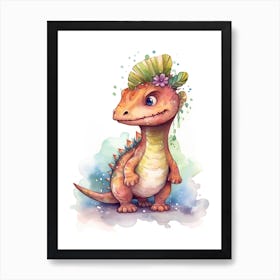 Ouranosaurus Cute Dinosaur Watercolour 1 Art Print