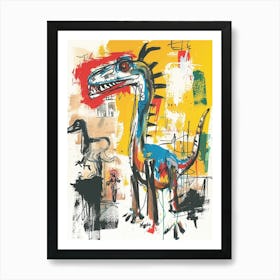 Abstract Dinosaur Yellow Painting Art Print