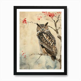 Verreauxs Eagle Owl Japanese Painting 4 Póster