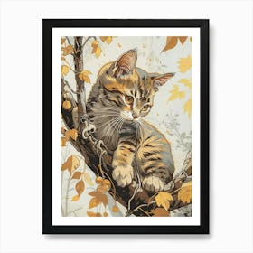 Cat Precisionist Illustration 1 Art Print