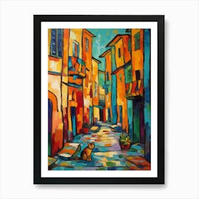 Painting Of Venice With A Cat In The Style Of Fauvism 1 Art Print
