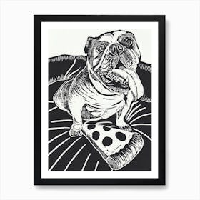English Bulldog With Pizza Art Print