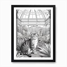 Royal Botanic Gardens Melbourne Australia, Cats Line Art 4 Art Print