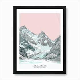 Monte Rosa Switzerland Italy Color Line Drawing 6 Poster Art Print