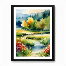 Watercolor Of A River 3 Art Print