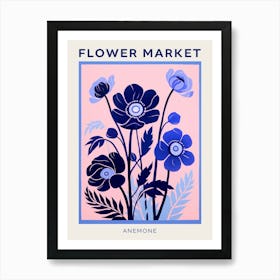 Blue Flower Market Poster Anemone 1 Art Print