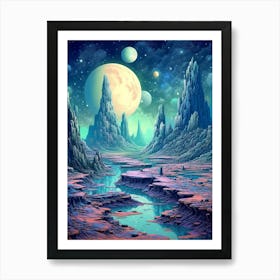 Lunar Landscape Pixel Art 1 Art Print