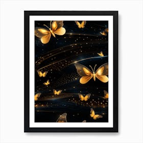 Golden Butterflies Wallpaper 5 Art Print