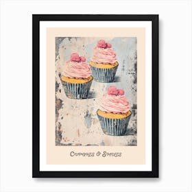 Cupcakes & Smiles Retro Poster 2 Art Print