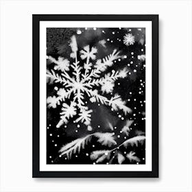 Nature, Snowflakes, Black & White 4 Art Print