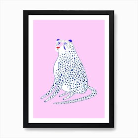 Snow Cheetah Pink Art Print