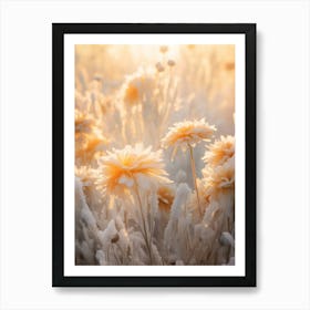 Frosty Botanical Calendula Art Print