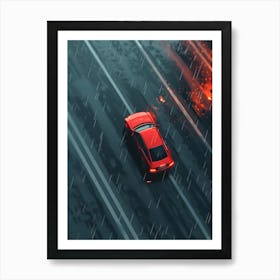 Car Driving In Rain 1 Art Print