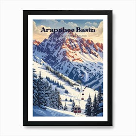 Arapahoe Basin Colorado Ski Digital Travel Illustration Art Print