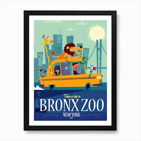 Bronx Zoo Nyc Poster Green & Blue Art Print