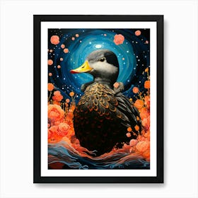 Duck In The Night Art Print