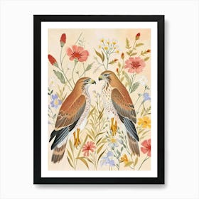 Folksy Floral Animal Drawing Flacon 2 Art Print