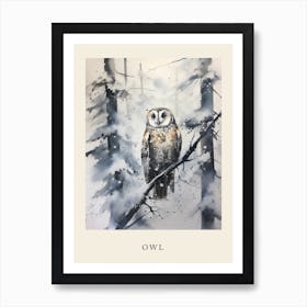 Winter Watercolour Owl 2 Poster Art Print